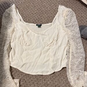 Wild Fable Cream Lace Sleeve Blouse